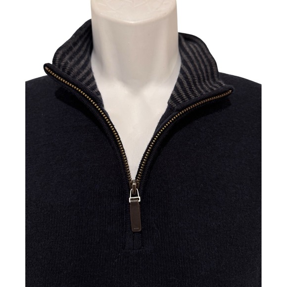 UNTUCKit Other - UNTUCKit Sweater Men's M Navy Blue Knit Extra Fine Merino Wool 1/4 Zip